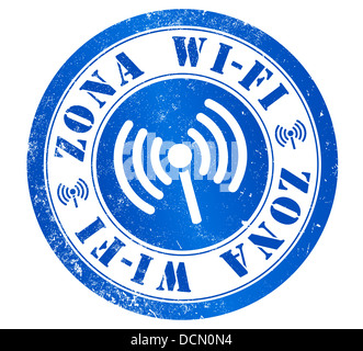 Zona WiFi Grunge Stempel, in spanischen oder katalanischen Sprache Stockfoto