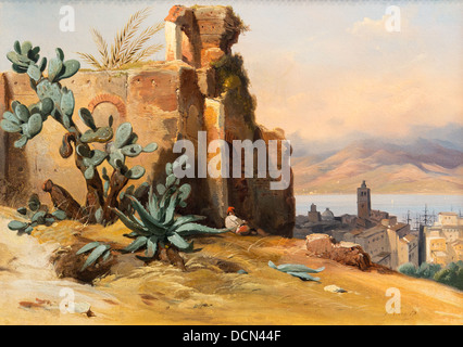 19. Jahrhundert - alten Ruinen in der Nähe von Messina, Sizilien, 1842 - Jean-Charles-Joseph Rémond Philippe Sauvan-Magnet / aktive Museum Stockfoto