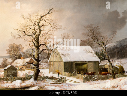 19. Jahrhundert - Winter auf dem Lande - George Henry Durrie (1859) Philippe Sauvan-Magnet / aktive Museum Stockfoto