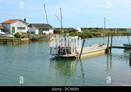 La Tremblade Website Ostriecole Oyster Landwirtschaft Hafen Charente-Maritime-Frankreich Stockfoto