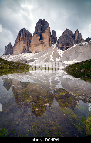 Drei Zinnen von Lavaredo in den Sextener Dolomiten, Südtirol,  Tre Cime di Lavaredo; Dolomiti;  Drei Zinnen in Den Dolomiten Stockfoto