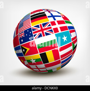 Flaggen der Welt im Globe. Vektor-Illustration. Stockfoto