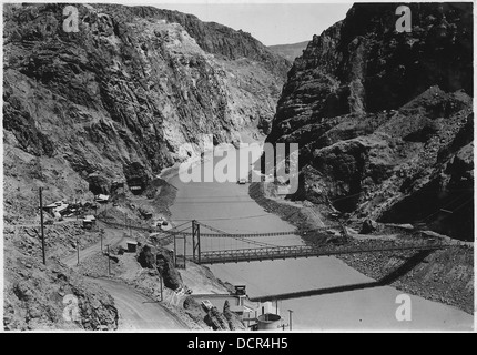 Blick flussaufwärts in den Black Canyon Richtung Hoover Damsite von Punkt auf Six Companies Construction Road auf Nevada Seite. - 293720 Stockfoto