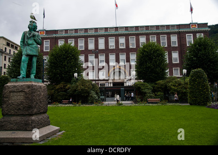 Statue von Eduard Grieg, Bergen (Bryggen), Norwegen, Skandinavien, Nordeuropa. Stockfoto