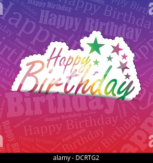 Alles Gute zum Geburtstag (Aufkleber) auf Typografie Hintergrund. Viel Platz für Ihren Text. Stockfoto