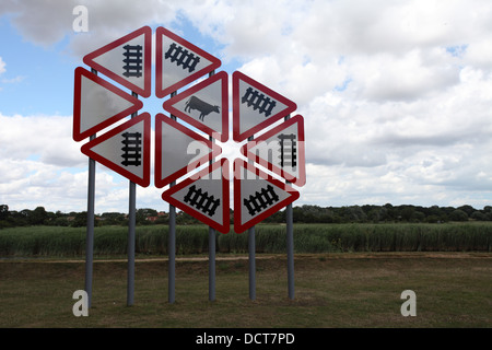 Kunstinstallation von Norfolk Künstler Simon Liddiment, Snape Maltings, Suffolk Stockfoto