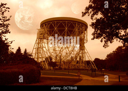 Jodrell Bank, Lovell Radioteleskop. Stockfoto