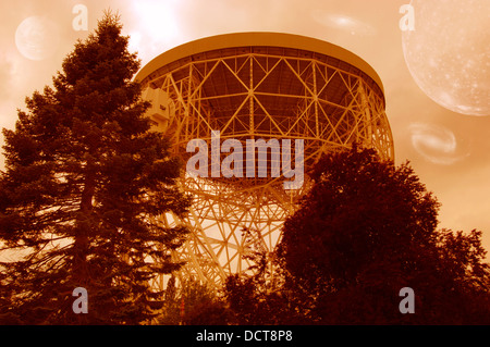 Jodrell Bank, Lovell Radioteleskop. Stockfoto