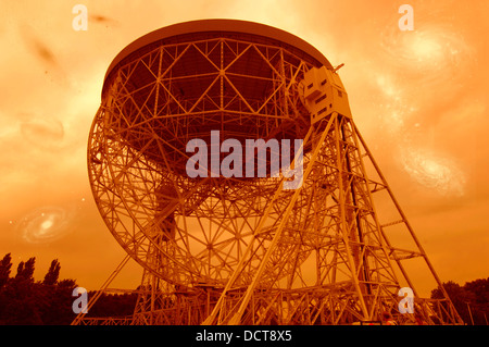 Jodrell Bank, Lovell Radioteleskop. Stockfoto