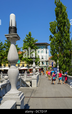 Ljubljana, Drachenbrücke, Drei Brücken, Slowenien Stockfoto