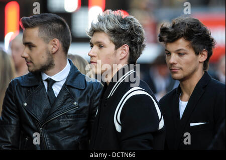 London, UK, 20.08.2013: The World Premiere von One Direction - Dies ist uns 3D. Im Bild: Liam Payne, Louis Tomlinson, Niall Horan, Zayn Malik... Bild von Julie Edwards Stockfoto