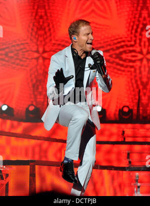 Raleigh, North Carolina, USA. 20. August 2013. NICK CARTER, BRIAN LITTRELL, a.j. MCLEAN, KEVIN RICHARDSON und HOWIE DOROUGH von der pop-Band Backstreet Boys erklingt in Walnut Creek Amphitheater. © Tina Fultz/ZUMAPRESS.com/Alamy Live-Nachrichten Stockfoto