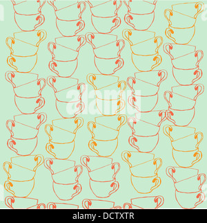 Nahtlose Muster mit Haufen von gestapelten bunte Tassen. Stockfoto