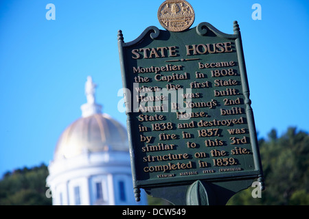 State Capitol Dome, Montpelier, Vermont, New England, USA Stockfoto