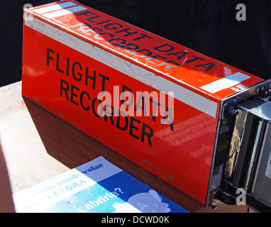 Blackbox (Flight Data Recorder - FDR) am Luftfahrtausstellung in Malaga, Flughafen Malaga, Malaga Spanien angezeigt. Stockfoto