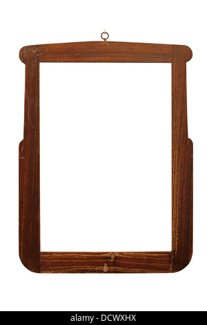 alte handgemachte Holzrahmen für Gemälde isoliert auf weißem Hintergrund Stockfoto