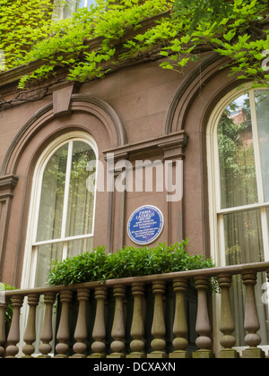 Historischen Sandsteinhaus, West 10th Street, NYC Stockfoto