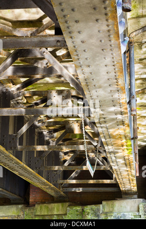 Die Unterseite der viktorianischen Eisenbahnbrücke Stockfoto