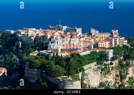 Monaco, Monte Carlo, Azure Küste, Ansicht über die Stadt, erhöhten Blick. Stockfoto