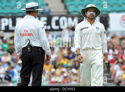 Sachin Tendulkar zweiten Testspiel zwischen Australien Vs. Indien auf dem Sydney Cricket Ground - Tag 2 Sydney, Australien - 04.01.12 Stockfoto