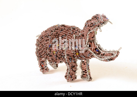 Modell Nilpferd handgefertigt von Perlen auf einen Drahtrahmen Einfädeln Stockfoto