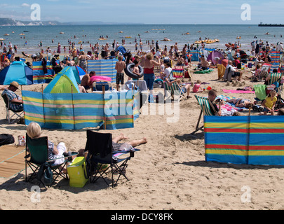 Crowded beach, Weymouth, Dorset, UK, August 2013 Stockfoto