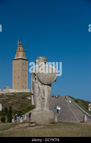 BREOGÁN DENKMAL (© XOSE CID MENOR 1995) HERKULESTURM RÖMISCHE LEUCHTTURM LA CORUNA GALIZIEN SPANIEN Stockfoto