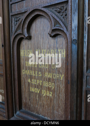 Charles Awdry, Holzpaneele, Lacock Abbey, Lacock, Wiltshire, England, SN 15. Stockfoto