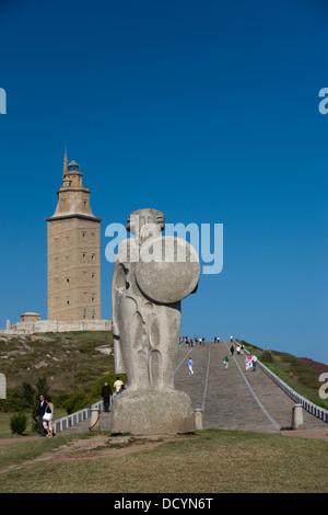 BREOGÁN DENKMAL (© XOSE CID MENOR 1995) HERKULESTURM RÖMISCHE LEUCHTTURM LA CORUNA GALIZIEN SPANIEN Stockfoto