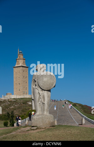 BREOGÁN DENKMAL (© XOSE CID MENOR 1995) HERKULESTURM RÖMISCHE LEUCHTTURM LA CORUNA GALIZIEN SPANIEN Stockfoto