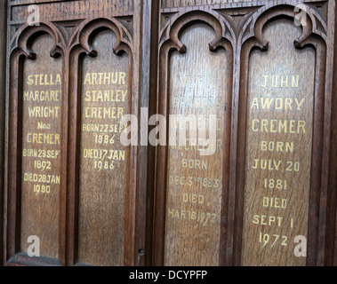 Arthur Stanley Cremer Holzplatten, Lacock Abbey, Lacock, Wiltshire, England, SN 15. Stockfoto