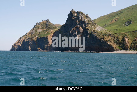 Tal von den Felsen aus dem Meer Lynton und Lynmouth Devon England UK. Stockfoto