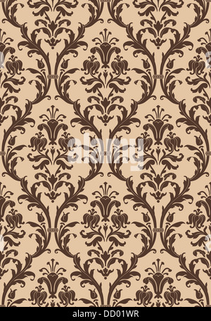 Nahtlose Damastmotiv in braun und beige Stockfoto