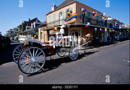 Schlitten-Touren sind ein beliebter Weg, das French Quarter, New Orleans, Louisiana, Vereinigte Staaten von Amerika zu besuchen Stockfoto