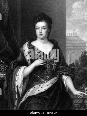 Anne Queen von Großbritannien (1665-1714) auf Kupferstich aus dem Jahr 1830. Königin von Großbritannien im Jahre 1702-1707. Stockfoto