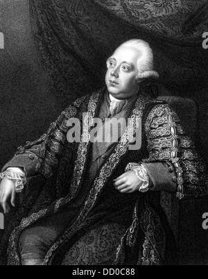 Frederick North, Lord North (1732-1792) auf Kupferstich aus dem Jahr 1832. Premierminister von Großbritannien im Jahre 1770-1782. Stockfoto