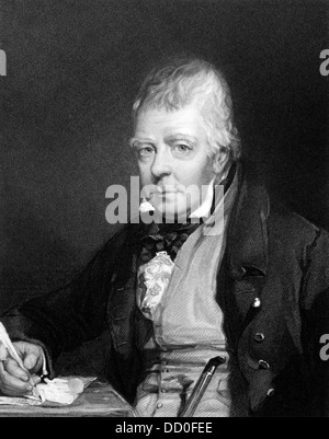 Walter Scott (1771-1832) auf Gravur von 1834. Schottischer historischer Schriftsteller, Dramatiker und Dichter. Stockfoto