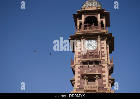 Uhrturm am Sardar Market - Jodhpur, Rajashtan, Indien Stockfoto