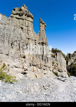 dh Putangirua Pinnacles WAIRARAPA NEUSEELAND Geologische Felsformationen Erdsäulen Aorangi Ranges Tal Klippen Geologie felsige Landschaft Stockfoto