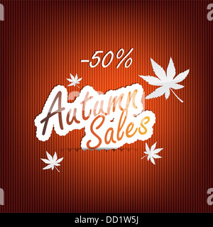 Herbst Hintergrund mit Text auf der Rückseite und glänzend auf einem Hintergrund schneiden. Stockfoto