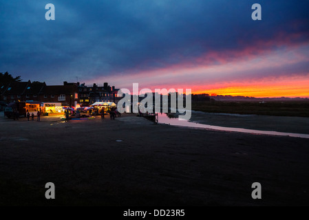 Sonnenuntergang über Kai Messe am Blakeney in Norfolk, Ostengland. Stockfoto