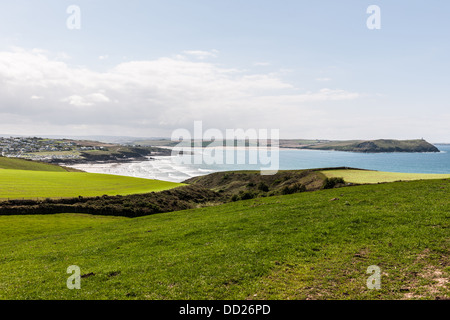 NEUE POLZEATH UND POLZEATH, PADSTOW BAY, HAYLE BUCHT IN DER NÄHE VON PENTIRE POINT, STEPPER POINT Stockfoto