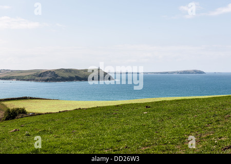 SUCHE VON PENTIRE POINT ÜBER PADSTOW BAY BIS STEPPER POINT UND TREVISE KOPF Stockfoto