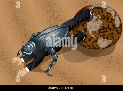 Mistkäfer Geschäftsmann und abstrakten Welt Stockfoto