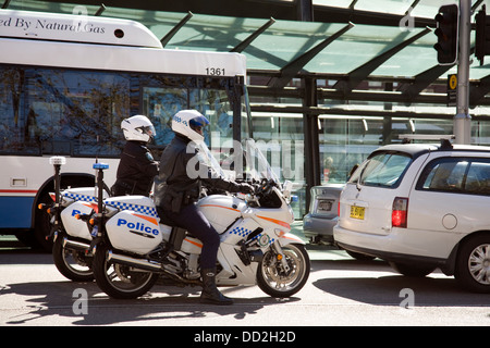 Australische Sydney Polizisten auf Polizei Motorräder in Lee Street, Sydney Stockfoto