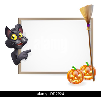 Beispiel für eine Halloween Schwarze Hexe Cat Zeichen Hintergrund Stockfoto