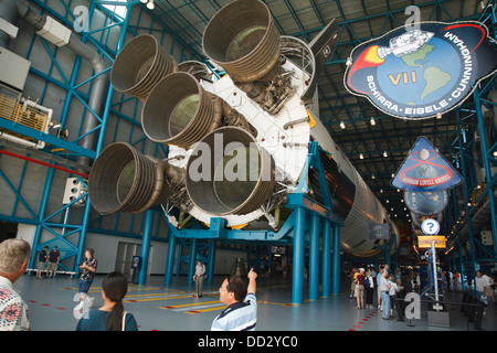 Saturn V-Rakete am John F Kennedy Space Center in Cape Canaveral, Florida Stockfoto