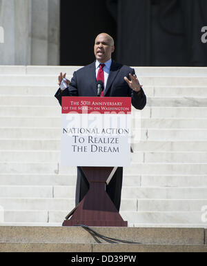 Washington, District Of Columbia, USA. 24. August 2013. Der Bürgermeister von Newark New Jersey, CORY BOOKER, anlässlich der 50. Jahrestag des The März auf Washington Credit: Ricky Fitchett/ZUMAPRESS.com/Alamy Live News Stockfoto