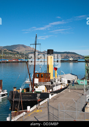 Die alten traditionellen Vintage Dampf Schlepper "Lyttleton" in Lyttleton Harbour, Christchurch, Canterbury, Südinsel, Neuseeland Stockfoto