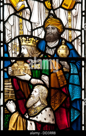 Three Wise Men gebeizt Glas, St. Laurentius-Kirche, Wyck Rissington, Gloucestershire, England, UK Stockfoto